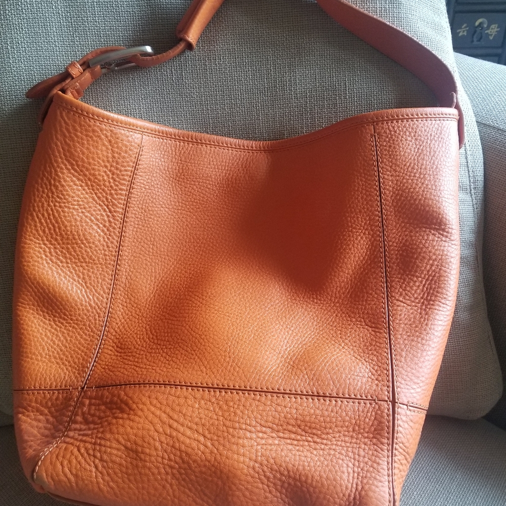 Cole Haan Orange Leather Oversized  Shoulder Bag